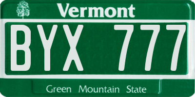 VT license plate BYX777