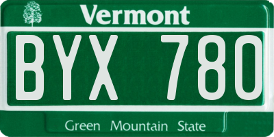 VT license plate BYX780