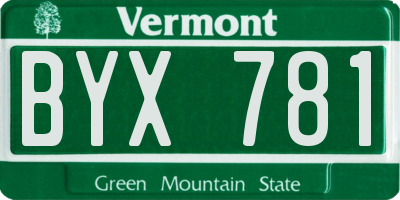 VT license plate BYX781