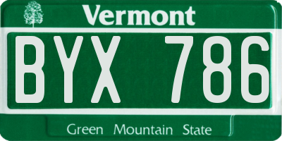VT license plate BYX786