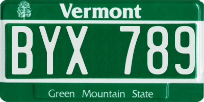 VT license plate BYX789