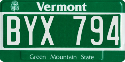 VT license plate BYX794