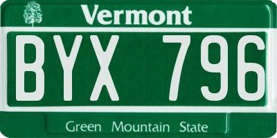 VT license plate BYX796