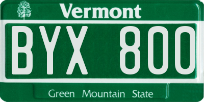 VT license plate BYX800