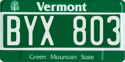VT license plate BYX803