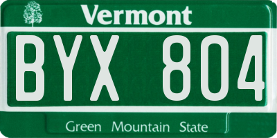 VT license plate BYX804
