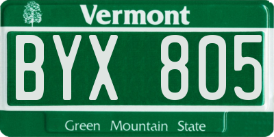 VT license plate BYX805