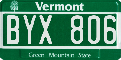 VT license plate BYX806