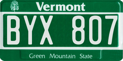 VT license plate BYX807