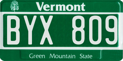 VT license plate BYX809