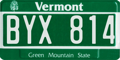 VT license plate BYX814