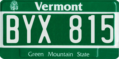 VT license plate BYX815