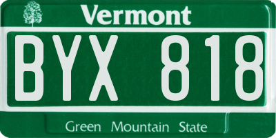 VT license plate BYX818