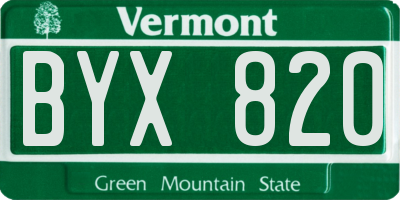 VT license plate BYX820