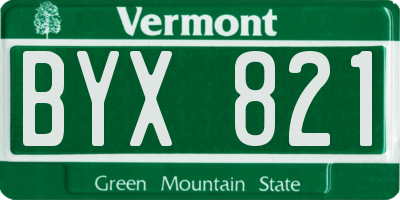 VT license plate BYX821