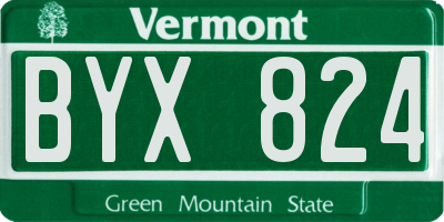 VT license plate BYX824