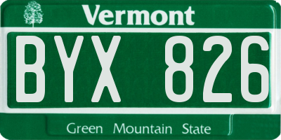 VT license plate BYX826