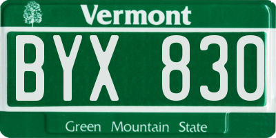 VT license plate BYX830