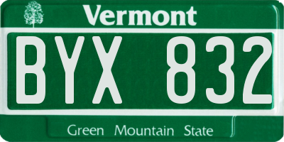 VT license plate BYX832