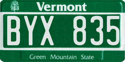 VT license plate BYX835