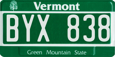 VT license plate BYX838