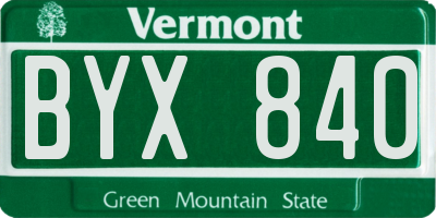 VT license plate BYX840