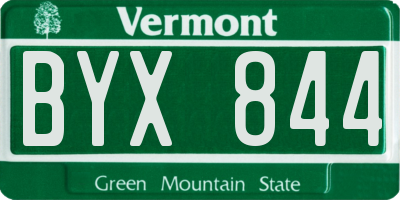VT license plate BYX844