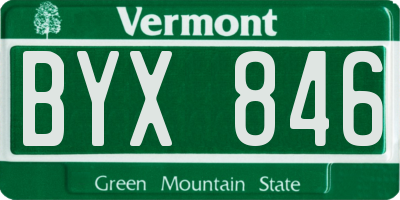 VT license plate BYX846