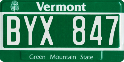 VT license plate BYX847