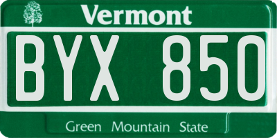 VT license plate BYX850