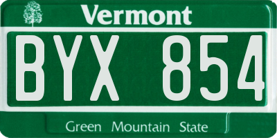 VT license plate BYX854