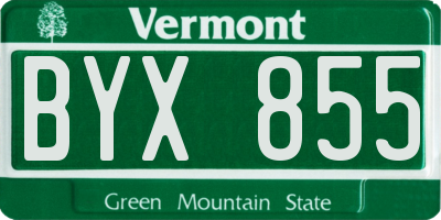 VT license plate BYX855