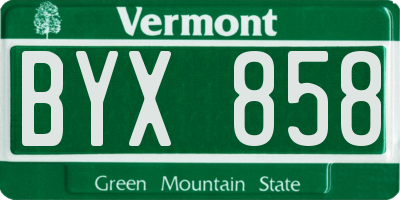 VT license plate BYX858