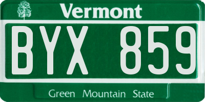 VT license plate BYX859