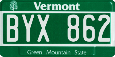 VT license plate BYX862