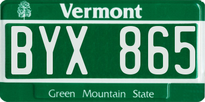 VT license plate BYX865