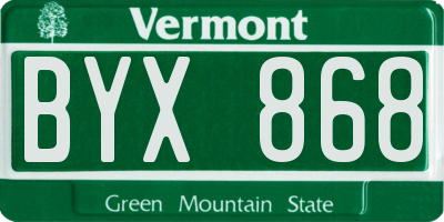 VT license plate BYX868