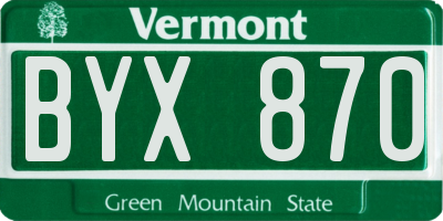 VT license plate BYX870