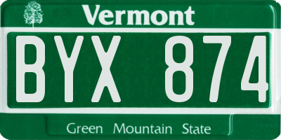 VT license plate BYX874