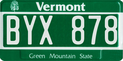 VT license plate BYX878