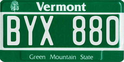 VT license plate BYX880