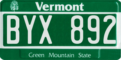 VT license plate BYX892