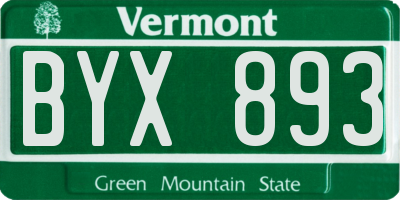VT license plate BYX893