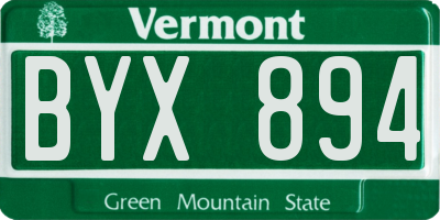 VT license plate BYX894