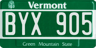 VT license plate BYX905