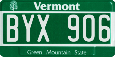 VT license plate BYX906