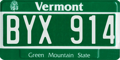 VT license plate BYX914