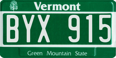 VT license plate BYX915
