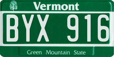 VT license plate BYX916