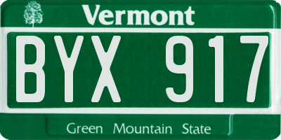 VT license plate BYX917